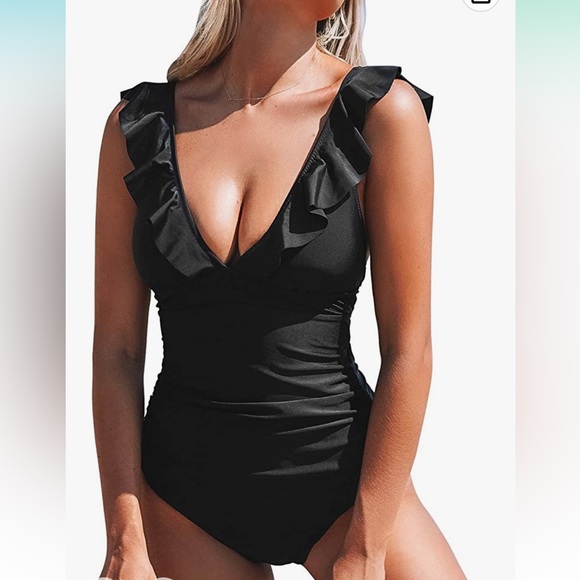 CUPSHE one piece Navy Floral Swimsuit - Picture 5 of 8